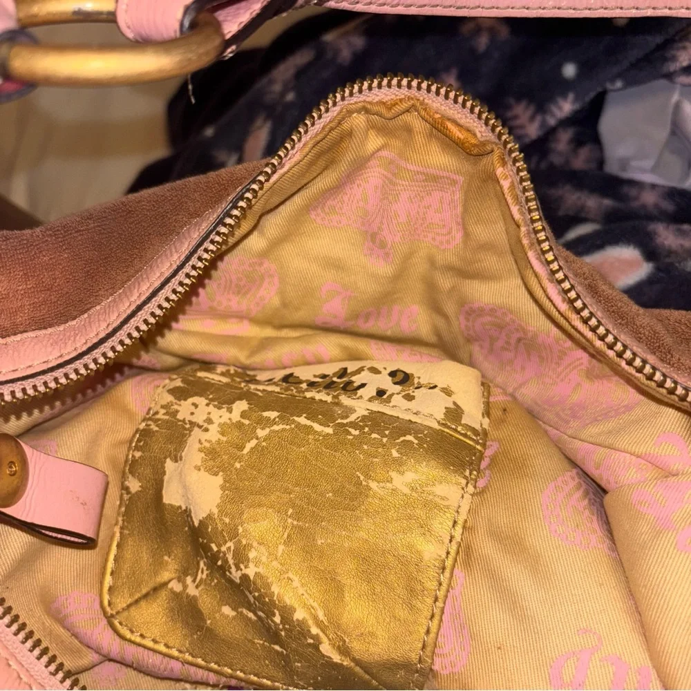 Vintage Y2K juicy couture terry cloth shoulder bag brown and pink
